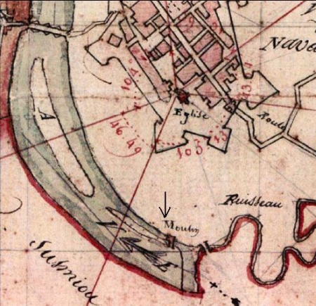 Cadastre de Navarrenx - localisation du moulin de Navarrenx en 1809