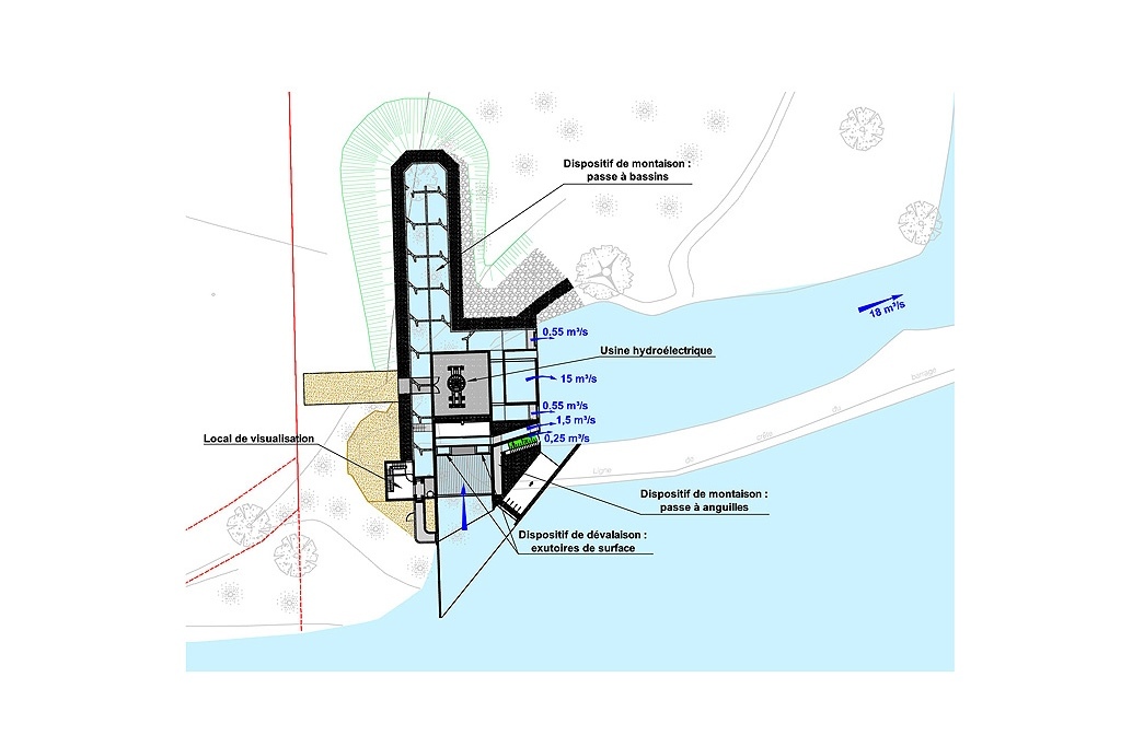 Plan d'ensemble de la future micro-centrale électrique en cours de construction