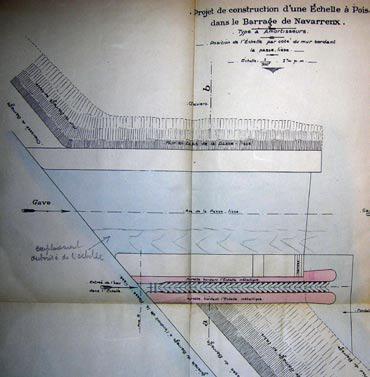 Vue en plan de lechelle a poissons projet de 1929